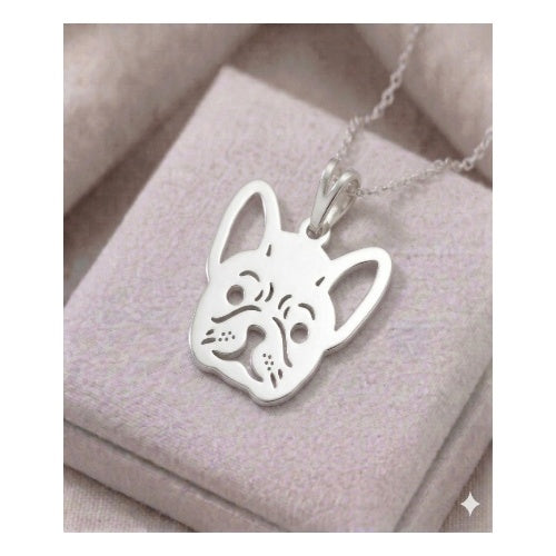 Cadena y Dije Bulldog Plata Ley 925 - detalle