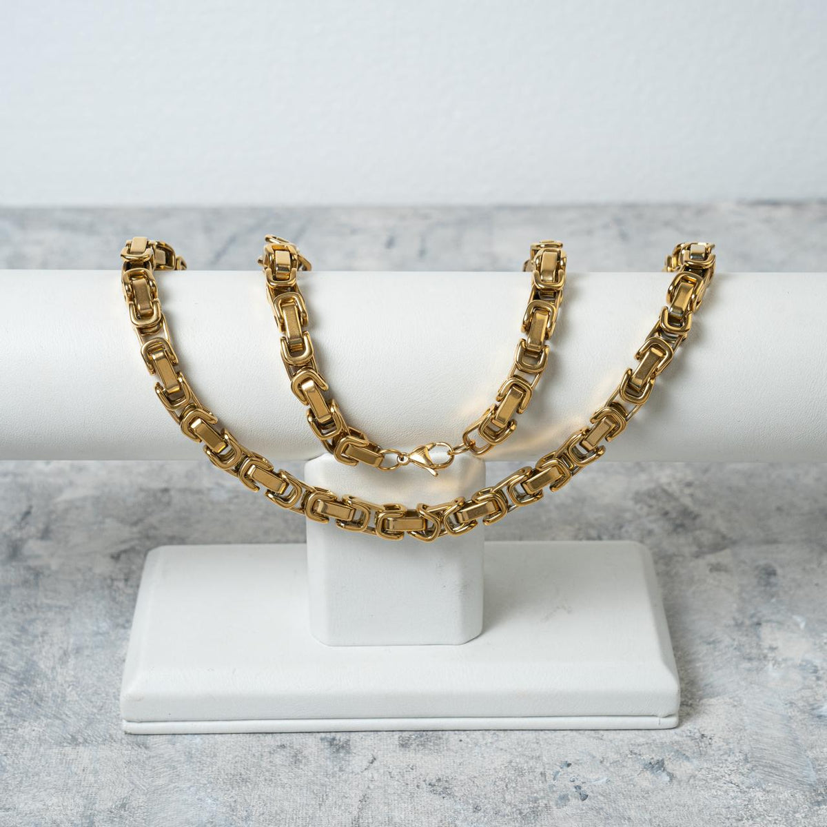 Combo Cadena + Pulsera Tejido Lazo 18K - vista frontal