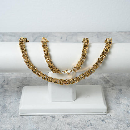 Combo Cadena + Pulsera Tejido Lazo 18K - vista frontal