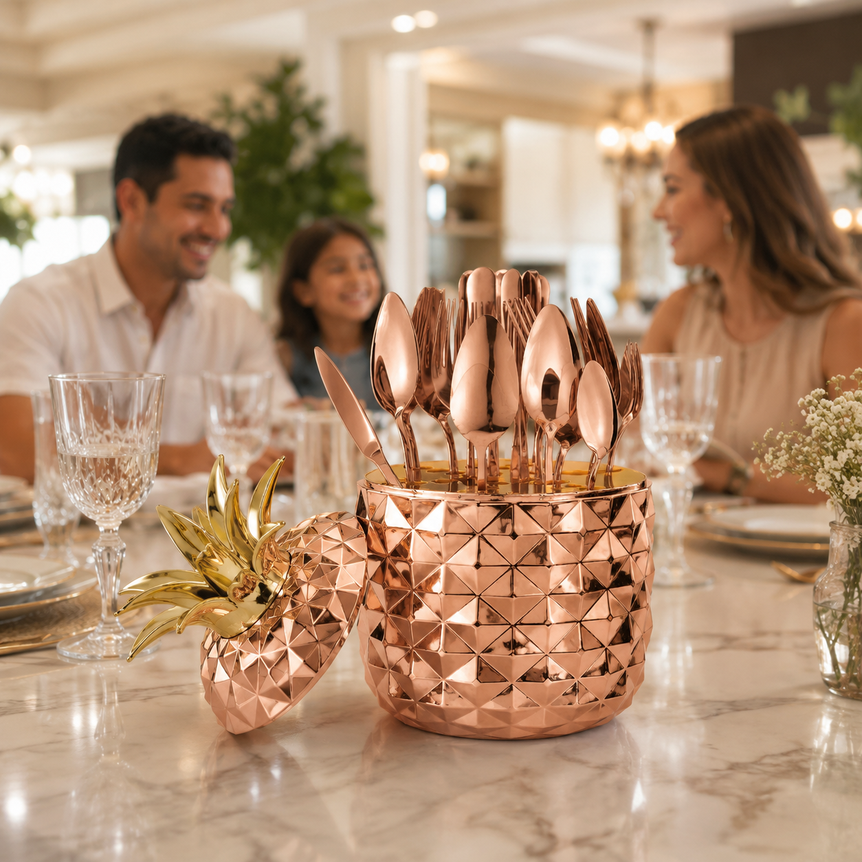 Set 24 Cubiertos Con Organizador Piña