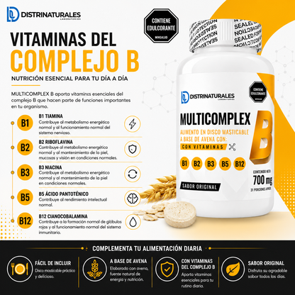 Multicomplex Vitaminas B 700 mg | Apoyo Metabólico Diario - detalle adicional