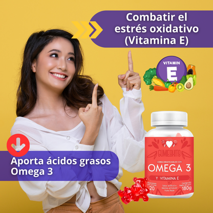 Omega 3 + Vitamina E Gomitas x3 | Bienestar Diario - detalle