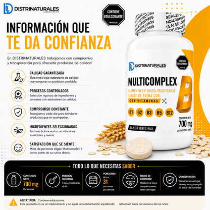 Multicomplex Vitaminas B 700 mg | Apoyo Metabólico Diario - vista principal