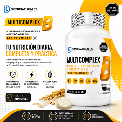 Multicomplex Vitaminas B 700 mg | Apoyo Metabólico Diario - vista lateral