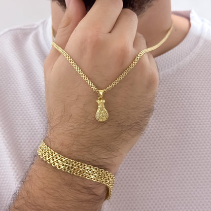 Conjunto Chino Hombre Oro Laminado 18k - vista lateral