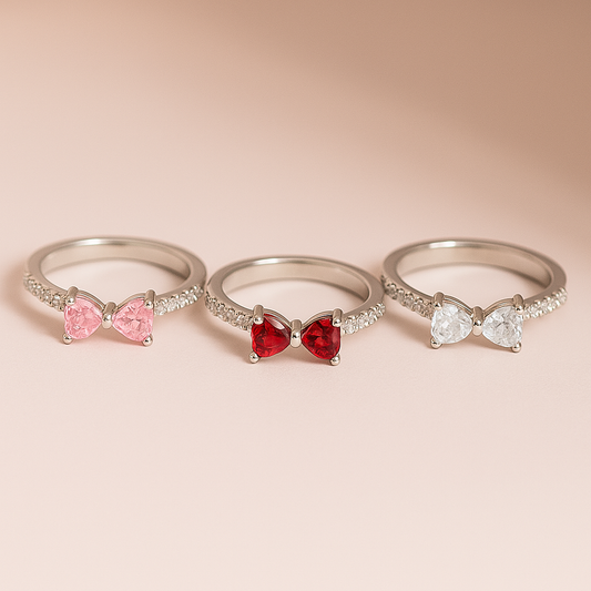 Anillo Lazo Moñito de Amor Ajustable con Circones – Baño de - vista principal