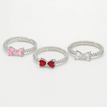 Anillo Lazo Moñito de Amor Ajustable con Circones – Baño de - vista lateral